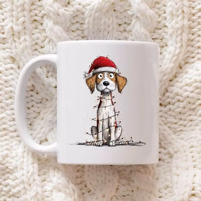 60 Second Makeover Beagle Christmas Lights Ceramic Mug in White