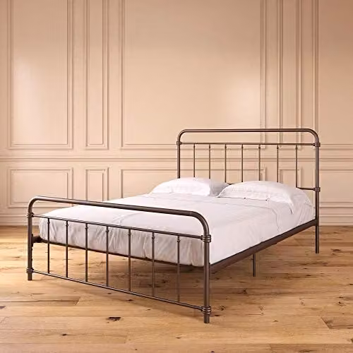 DHP Furniture Wallace Metal Double Bed in Bronze, W/D/H: 145 x 140 x 198 cm