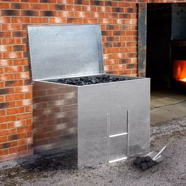 Monster Shop Galvanised Steel Industrial Coal Bunker in Silver, 500kg Capacity