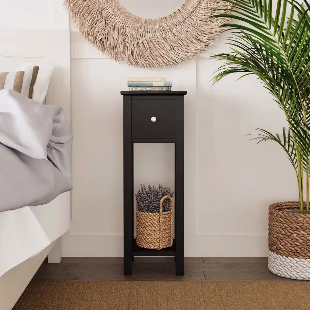 EONLION Slim Bedside Table with Drawer in Grey – 3