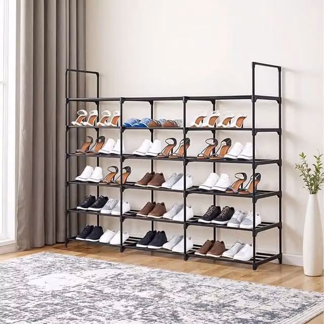Komore Modern Black Metal Shoe Rack, Width: 128 cm