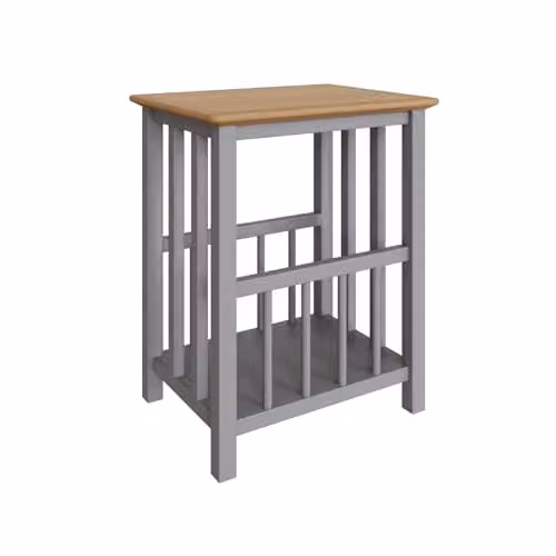 FWStyle Grey Oak Magazine Rack with Rotating Top, W: 55 cm, D: 45 cm, H: 35 cm