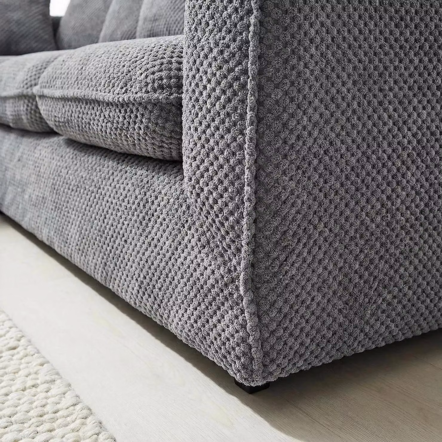 Abakus Direct Jumbo Grid Left Hand Corner Sofa in Grey with Scatter Cushions, W/D/H: 212 x 164 x 80 cm – 2