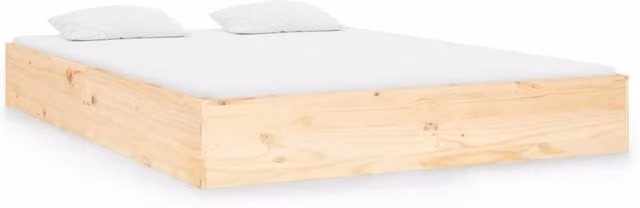 Berkfield Home Solid Wood Pine Bed Frame in Beige, W/D/H: 140 x 190 cm
