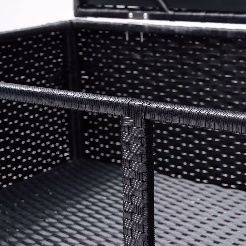 FORGEVIO Black PE Wicker Storage Box with Lid for Garden and Terrace, W/D/H: 59.5 x 50 x 50 cm – 2