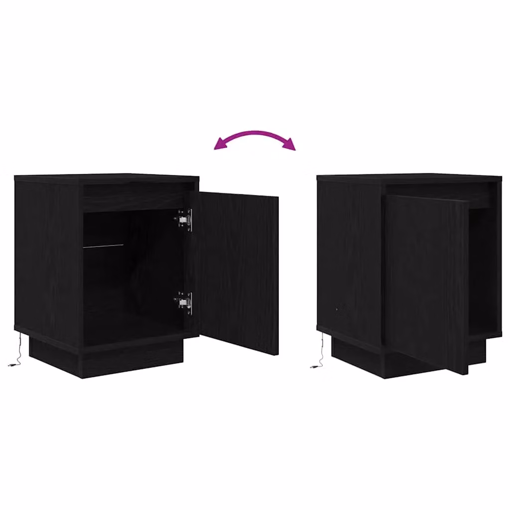 Berkfield Home Black Bedside Cabinet with Integrated LED Lights, W/D/H: 38 x 34 x 50 cm – 7