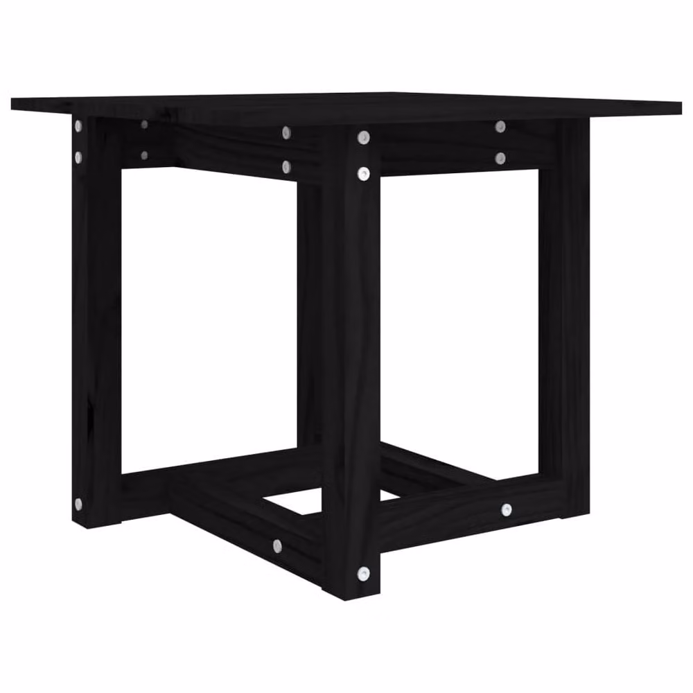 Berkfield Home Beautiful Black Solid Wood Pine Coffee Table W/D/H: 50 x 50 x 45 cm – 3