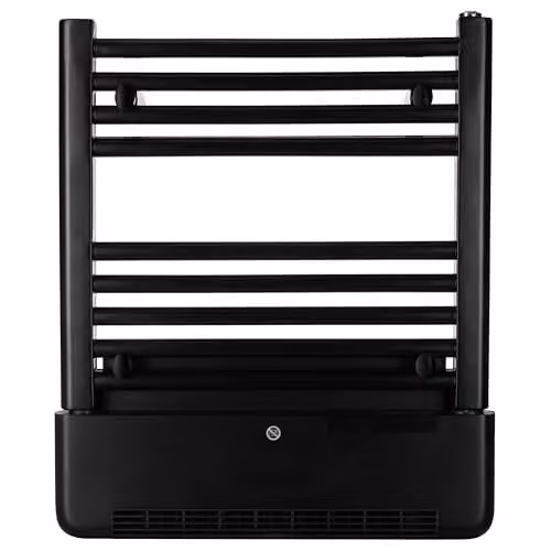TCP 2-in-1 Towel Warmer and Room Heater, 500W Heated Rail with 1kW Blower, Wall-Mounted Electric Bathroom Radiator, Black