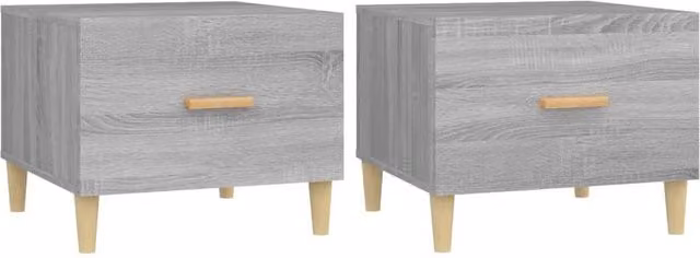 Berkfield Home Set of 2 Grey Sonoma Coffee Tables in Engineered Wood, W/D/H: 50 x 50 x 40 cm