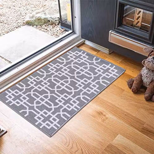 Desire Rugs Cubed Trellis Non-Slip Washable Doormat, Grey, W: 40 cm, D: 60 cm – 1