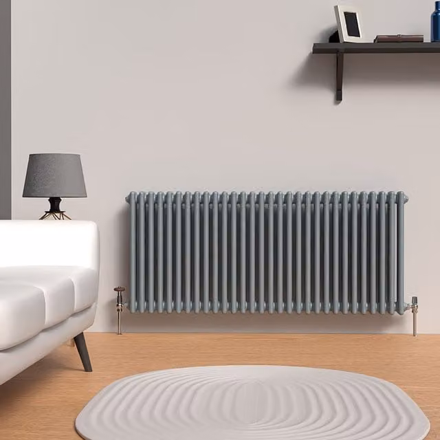 Lux Heat Horizontal Column Radiator in Pebble Grey, 3 Column, H 137 cm x W 60 cm