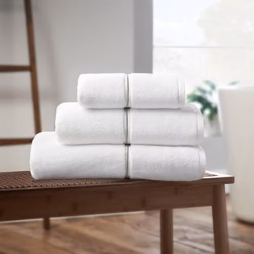 Bianca Zero Twist Satin Stitch Cotton Hand Towel in White, W: 50 cm, H: 85 cm – 3
