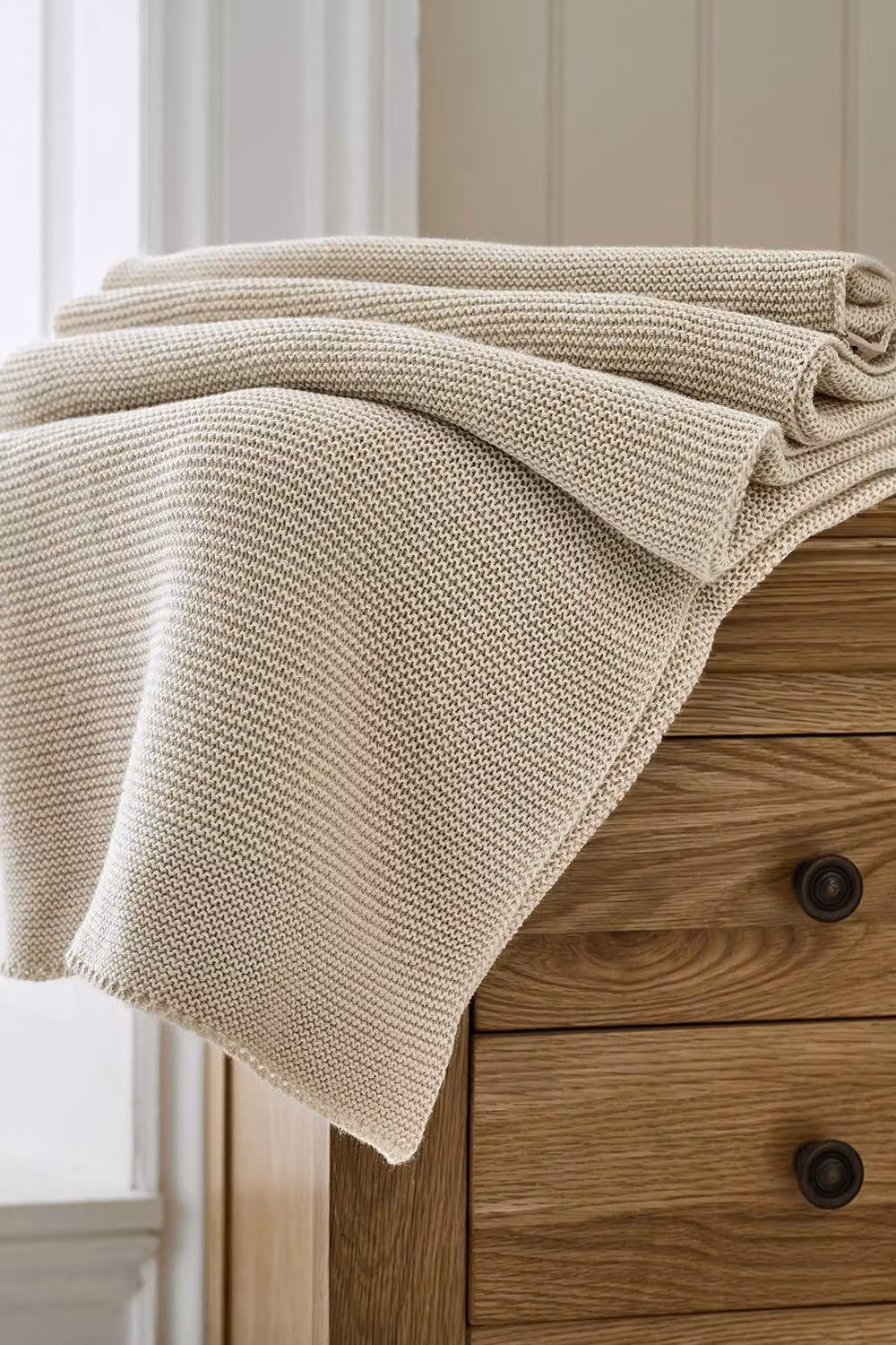 Lobster Creek Saunton Soft Touch Knitted Luxury Beige Throw, W: 130 cm, D: 170 cm – 3