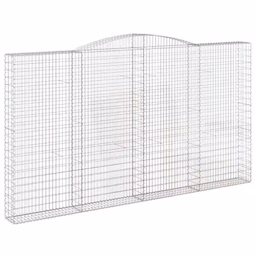 vidaXL Set of 8 Arched Gabion Baskets in Silver Galvanised Steel, W: 400 cm, D: 30 cm, H: 220/240 cm