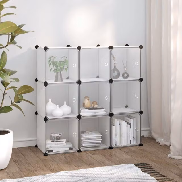 Berkfield Home 9-Cube Storage Organiser with Doors in Clear Transparent Plastic