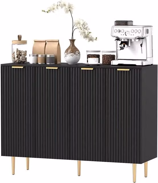 NESTLUNE Sideboard Buffet Cabinet with Adjustable Shelves in Black, W/D/H: 100 x 100 x 100 cm – 1