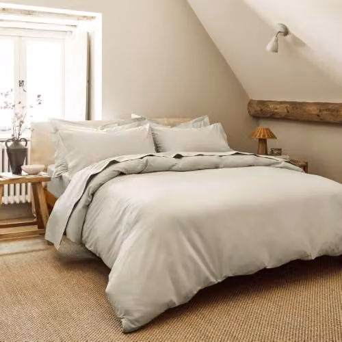 Christy Organic Cotton Percale Fitted Sheet in Beige, W/D/H: 180 x 200 cm – 3
