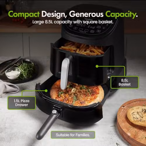 Vonshef 12-in-1 Dual Zone Air Fryer with Pizza Drawer, Black – 2