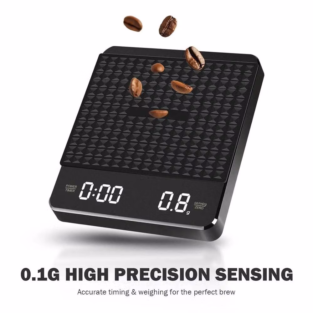 FLAVORA Rechargeable Digital Coffee Scale with Timer, 3 kg Capacity, 0.1 g Precision, Black – 2