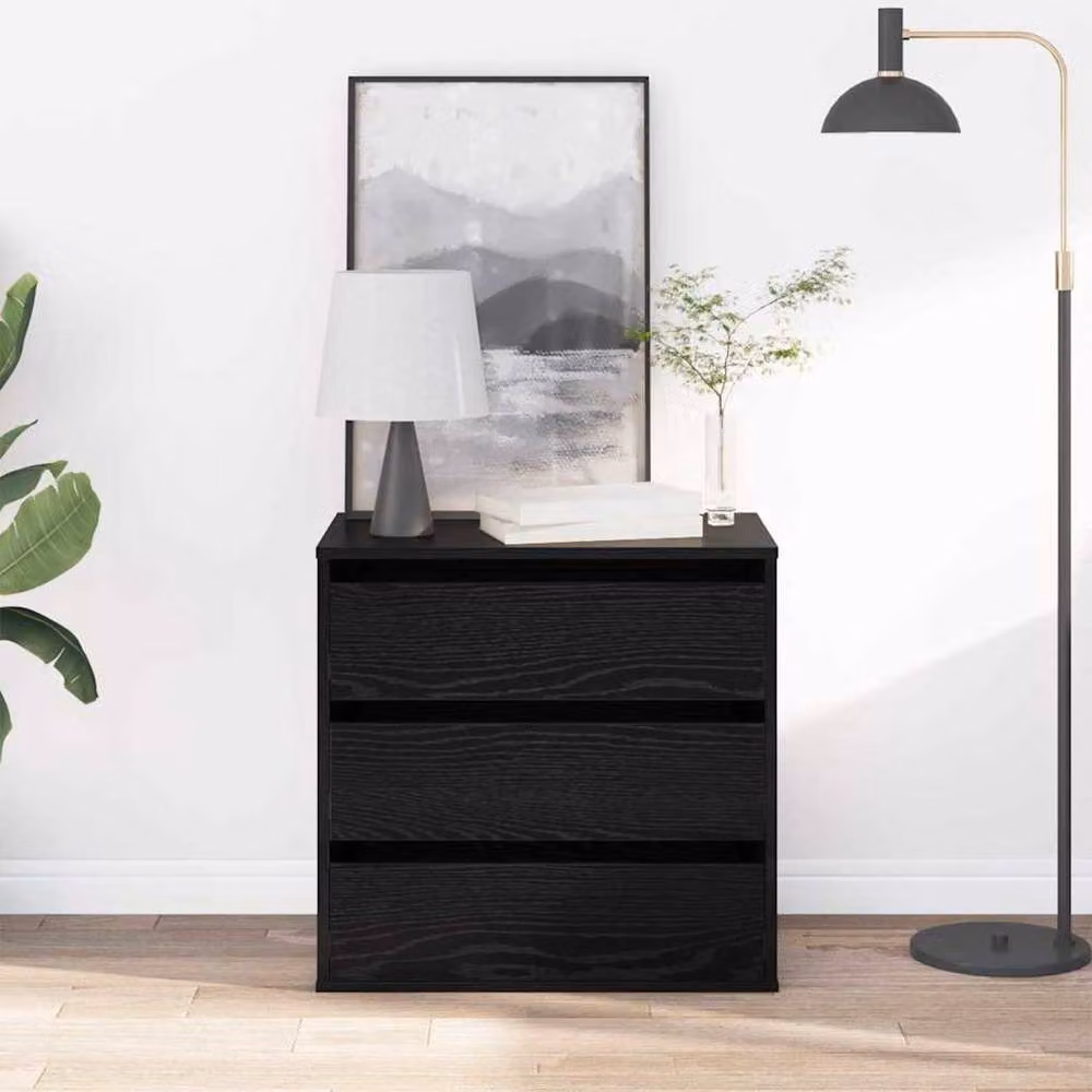 Berkfield Home Modern Corner Chest of Drawers in Black Oak, W: 60 cm, D: 41 cm, H: 58 cm – 1