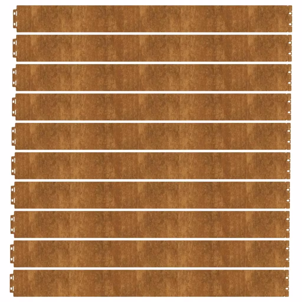 Berkfield Home Flexible Corten Steel Lawn Edgings, Brown, 10 pcs, H: 10 cm x L: 103 cm – 3