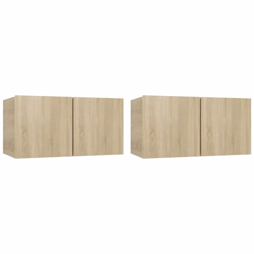 Berkfield Home Set of 2 Hanging TV Cabinets in Sonoma Oak Brown, W/D/H: 60 x 30 x 30 cm – 2