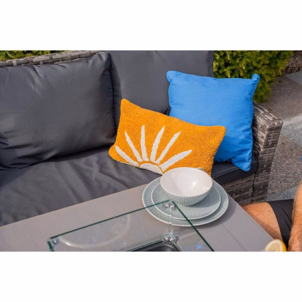 Furniture Maxi 9 Seater Rattan Garden Furniture Set with Cubic Fire Pit Table in Grey – 2