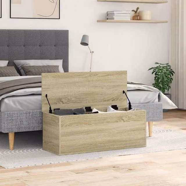 Berkfield Home Sonoma Oak Storage Box in Natural, W/D/H: 90 x 35 x 35 cm – 1