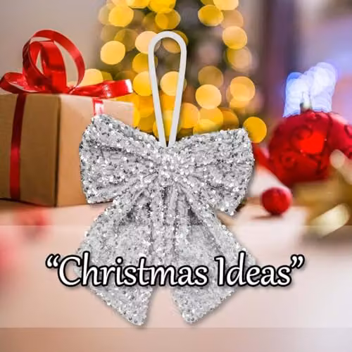 VFM e-Store Silver Sequins Bow Hanging Decoration, W: 30 cm, H: 22 cm – 4