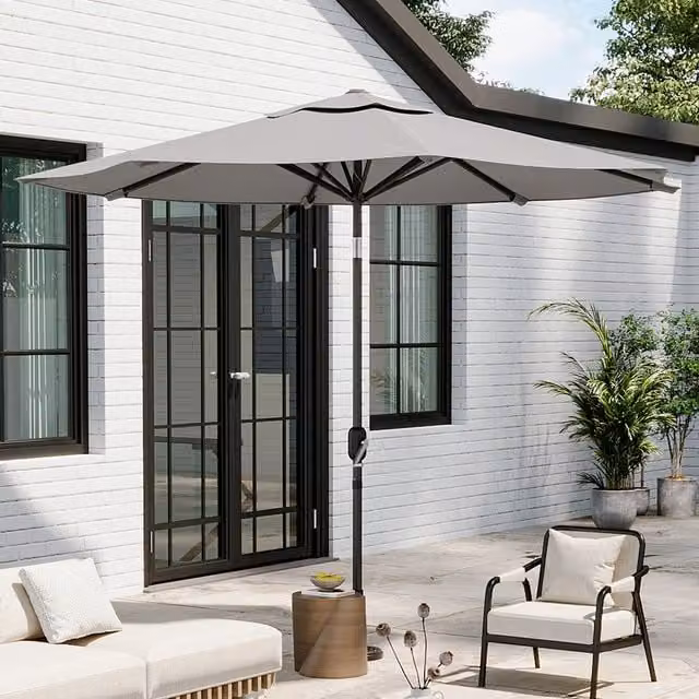 Breeins Large Rotating Outdoor Parasol in Grey, 3m Diameter