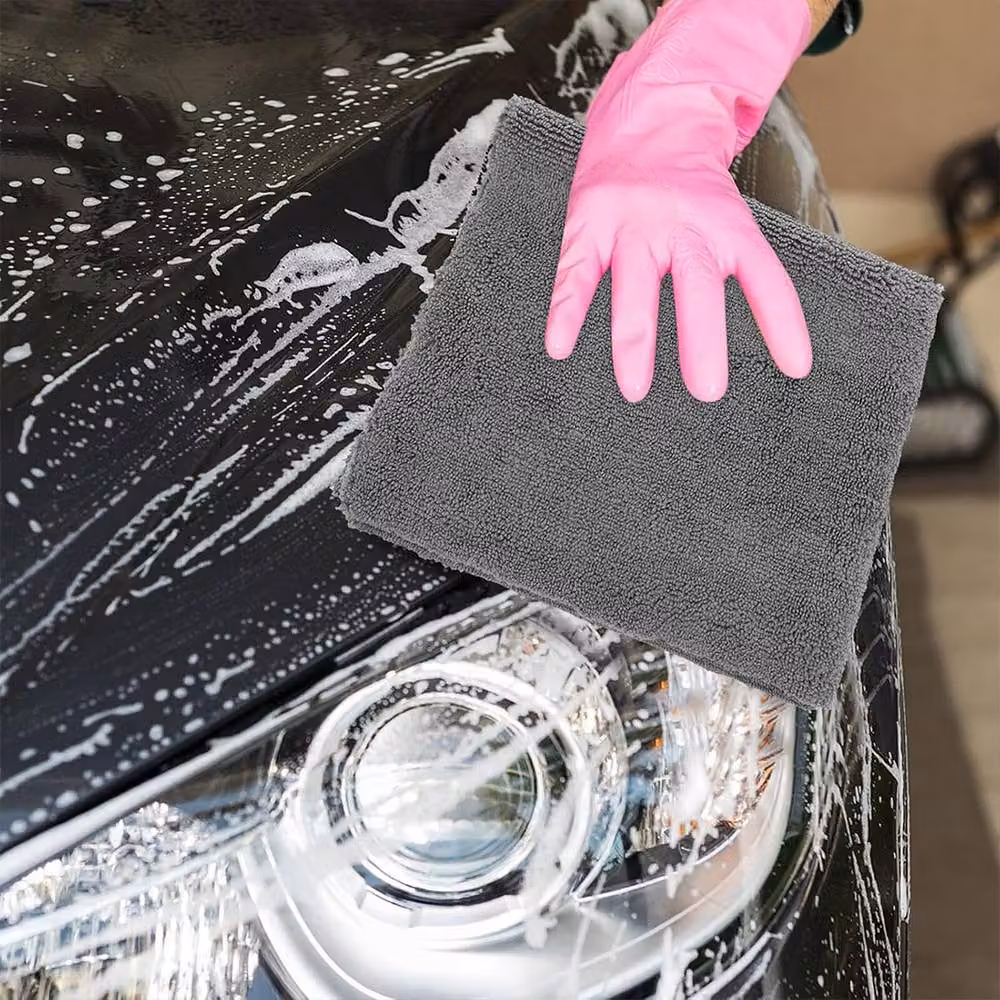 Ventryn 2x Large Grey Microfibre Car Drying Towels, Absorbent Edgeless Cloths – 3