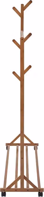 Livingandhome Rustic Brown Bamboo Clothes Rail and Hat Rack with Wheels