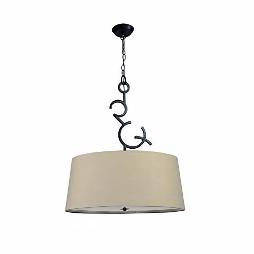 Netlighting Mantra Argi Round Ceiling Pendant with 3 Taupe Fabric Shades in Brown Oxide