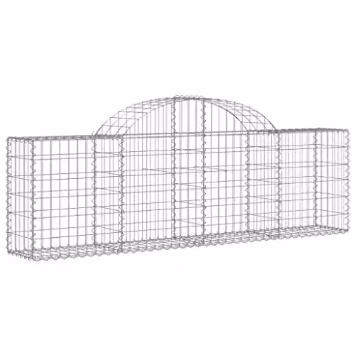 vidaXL Set of 4 Arched Gabion Baskets in Silver Galvanised Steel, W/D/H: 200 x 30 x 60/80 cm – 1