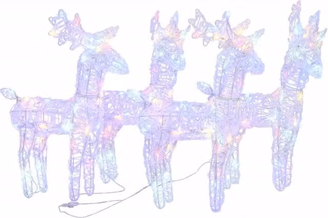 Berkfield Home Christmas Reindeers Multicolour 160 LED Acrylic Decorations, 4 Pieces