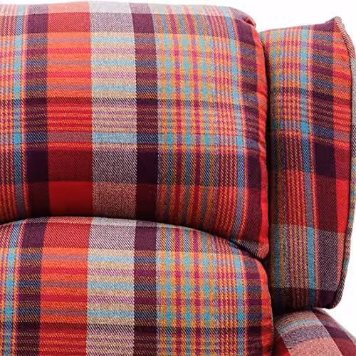 More4Homes Eaton Wing Back Checked Fabric Pushback Recliner Armchair in Red – 3
