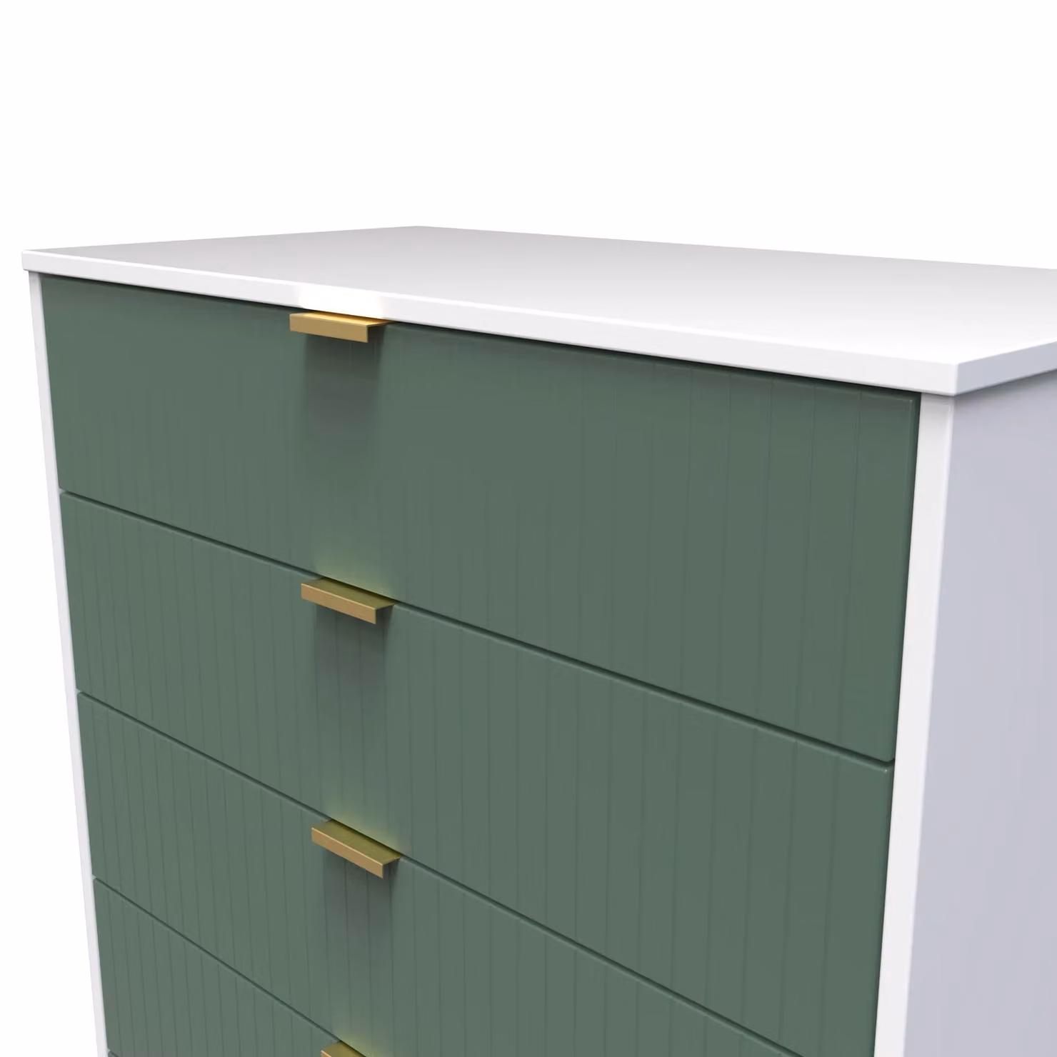 Ready Assembled 2 U Bexley 5 Drawer Chest in Green and Gold – 2