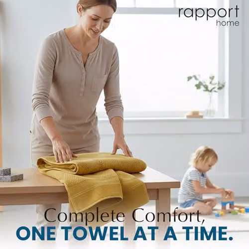 Rapport Home Royal Velvet 2 Piece Pure Cotton Bath Sheet Set in Ochre Yellow, W: 90 cm, H: 140 cm – 4