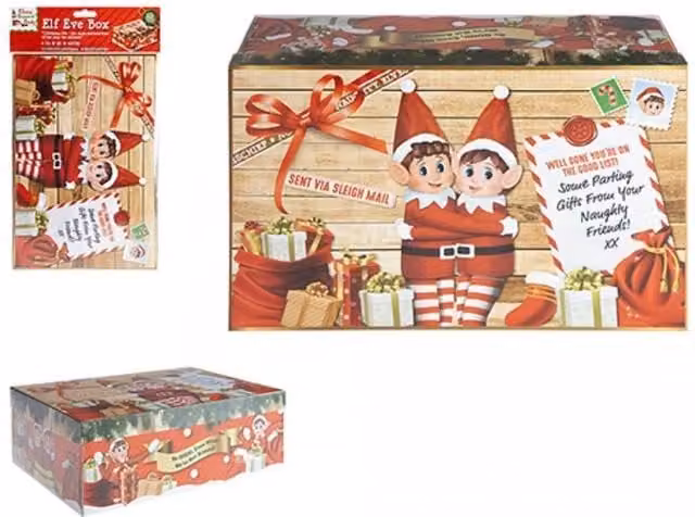 KDMD Small Christmas Eve Elf Box 2 Pack in Brown and Multicolour