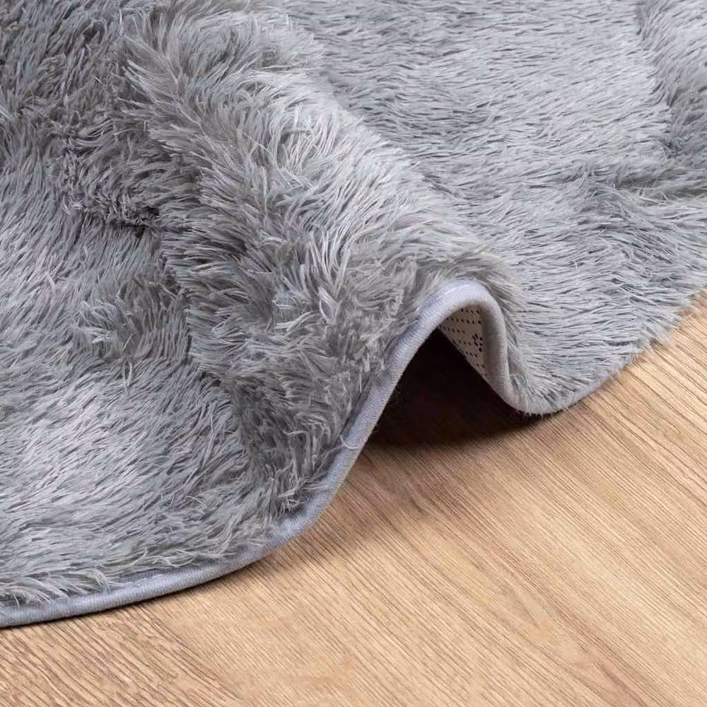 Berkfield Home NAVARRA Shaggy High Pile Round Rug, Light Grey, Diameter: 200 cm – 2