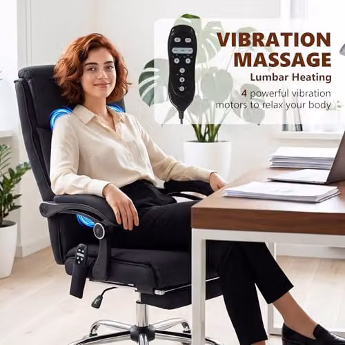 Vinsetto Black Executive Massage Office Chair with Heating and 4-Point Vibration, W/D/H: 70 x 70 x 120 cm – 4