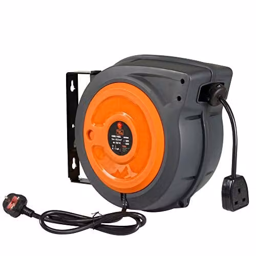 SuperHandy Retractable Extension Cable Reel, 15m, 3G2.5mm², IP64 Rated