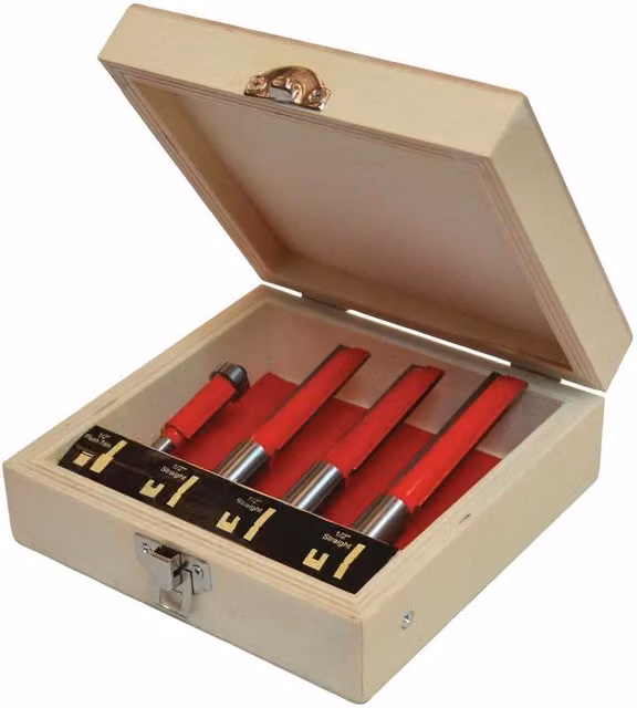 Faithfull 4 Piece Router Bit Set for Worktop Jig, Multi Colour