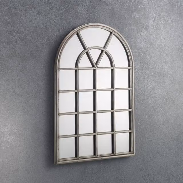 Julian Bowen Vintage Grey Arched Wall Mirror, W: 60 cm, H: 90 cm