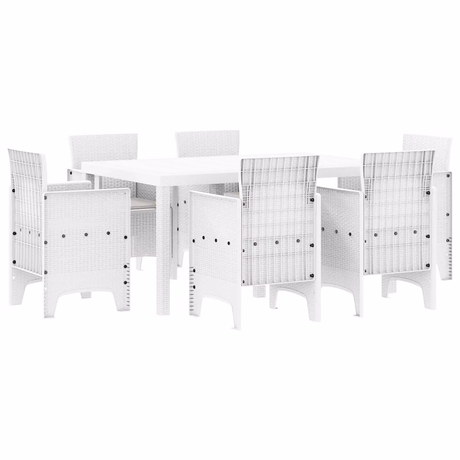 Berkfield Home 7 Piece White Poly Rattan Garden Dining Set with Cushions – 2
