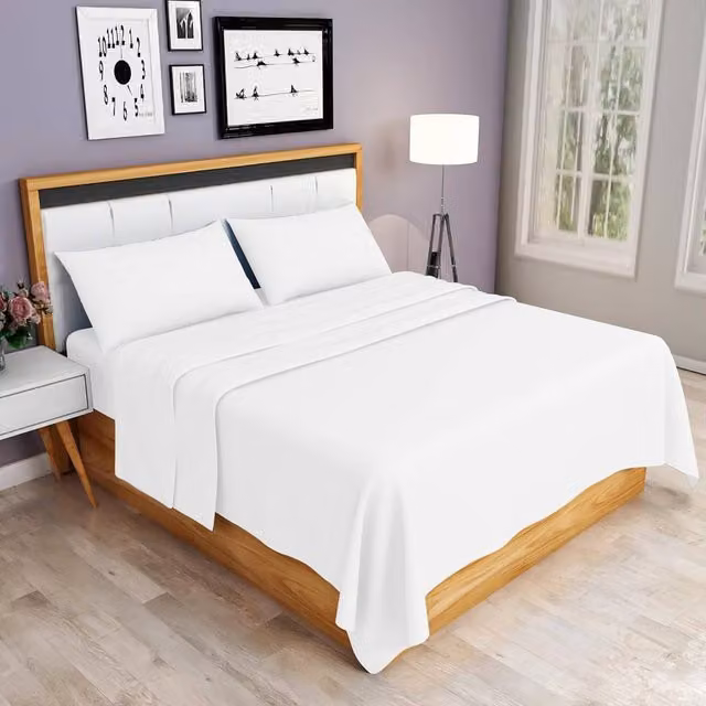 Homes-Linen 100% Egyptian Cotton 200 Thread Count Hotel Quality Flat Sheet in White, King Size (180 x 200 cm)
