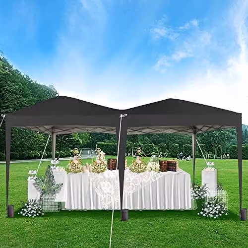 MCC Direct Pop-up Gazebo with Wind Bars and Weight Bags, Black, W: 300 cm, D: 300 cm, H: 240 cm – 1