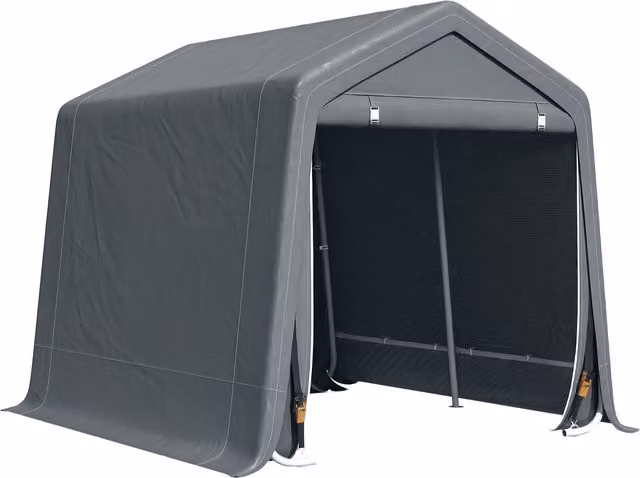 Outsunny Dark Grey Outdoor Gable Tent with Metal Frame and Double Zipper Doors, W: 280 cm, D: 240 cm, H: 185 cm