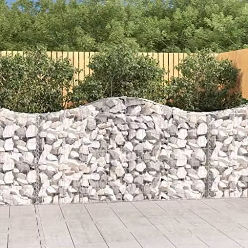 vidaXL Set of 8 Arched Gabion Baskets in Silver Galvanised Steel, W/D/H: 200 x 30 x 100/120 cm – 2