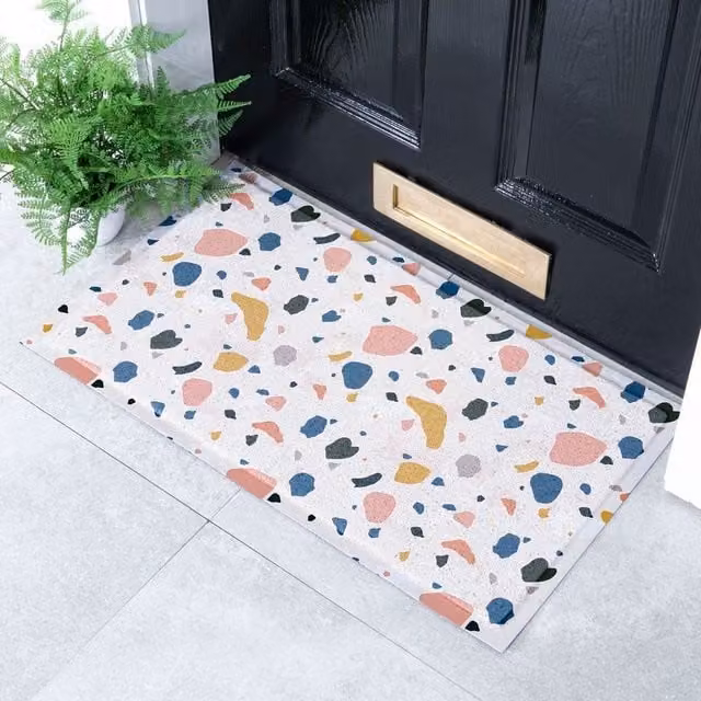 Artsy Mats Terrazzo Multicolour Indoor and Outdoor Doormat, W: 70 cm, D: 40 cm